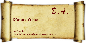 Dénes Alex névjegykártya
